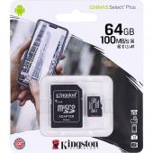 «Карта памяти Kingston MicroSDXC 64GB UHS-I A1 (Cl10)+SD adapter SDCS2/64GB 044675/298697»